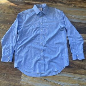 CHARLES TYRWHITT Men's clasic Fit Dress Shirt Size 17/35in 43/89cm Blue Non Iron